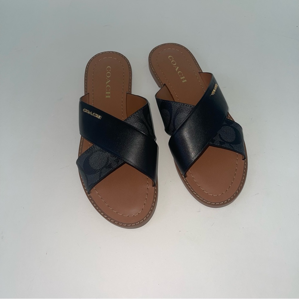 Coach Hilda Sandal In Signature Canvas In Black Color - New In Box - Picture 5 of 13